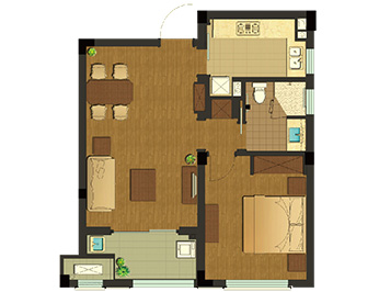 B1戶型--一室兩廳一廚一衛(wèi)